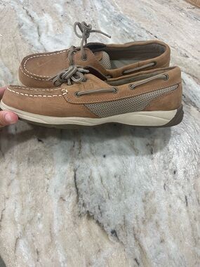 Sperry Women's Tan Leather & Mesh Boat Shoes